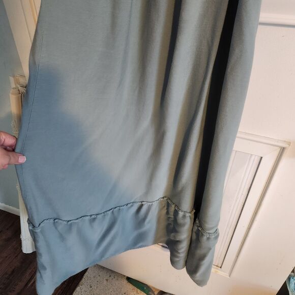 Zesica Women's Sz L Sage Green Smocked Top Tiered Maxi Sun Dress w/ Tie Straps - Picture 6 of 13